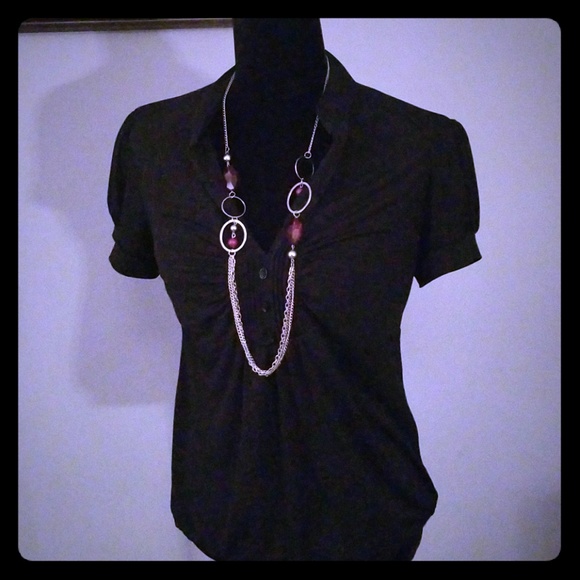 Speechless Tops - Speechless short sleeve black blouse